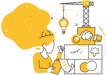 Thought experiment vector illustration. Ideas ascend in limitless sky thought experiment metaphor, soaring to new heights Contemplation and brainstorming are dynamic winds steering shipのイラスト素材