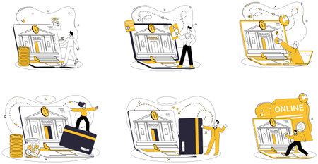 Online loan vector illustration. Online loans are electronic guardians ensuring security digital currency Conduct your financial symphony with precision digital maestro using online loansのイラスト素材