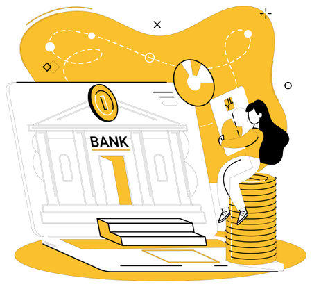 Online loan vector illustration. The symphony financial transactions plays harmoniously in digital orchestra online loans Digital wallets twirl in ballet online loans, securing heartbeat financialのイラスト素材