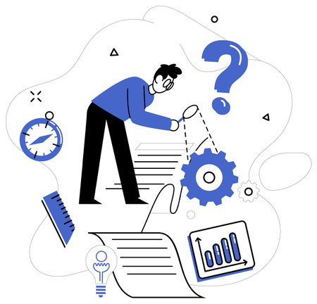 Business innovation vector illustration. In orchestra business, ambition plays melodic notes growth and innovation Creativeness is gardener tending to flowers success in business gardenのイラスト素材