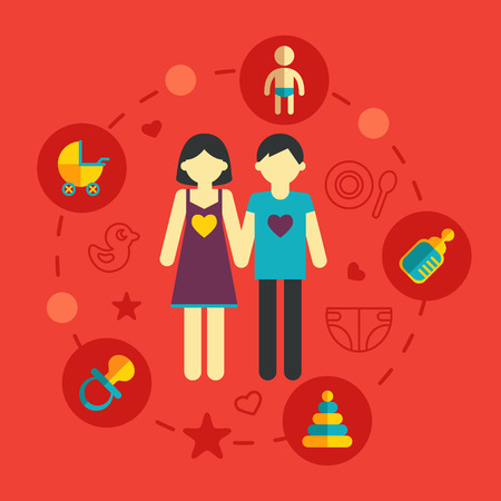 Family people figures website icons set of parents children married couple isolated vector illustrationのイラスト素材