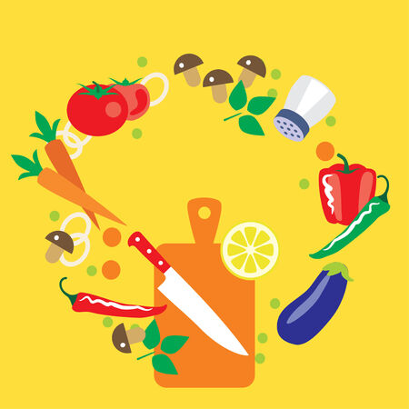 Cooking collection. Seamless kitchen vector composition backgroundのイラスト素材