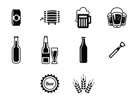 Beer vector icons set - bottle, glass, pintのイラスト素材