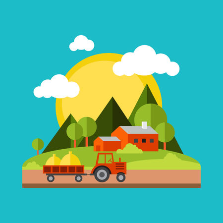 Color vector flat illustrations villageのイラスト素材