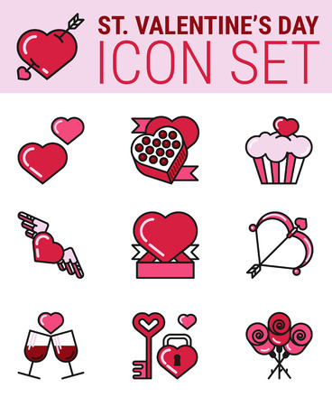 Valentines and Love Icons in Heart Shape the best deal for your designのイラスト素材