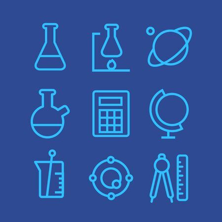 Science icons set simple line style blueのイラスト素材