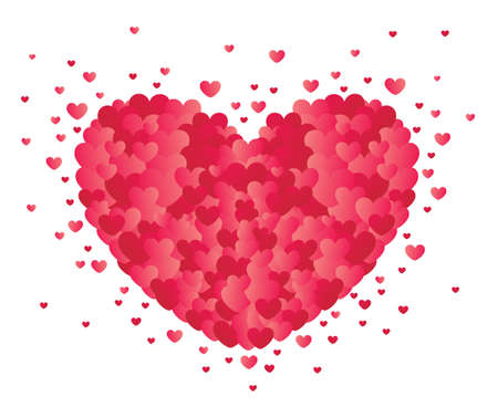 Illustration with a red valentine heart. heart of many heartsのイラスト素材