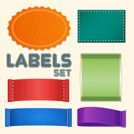 Collection of Five Colorful Blank Labels or Badges with Copyspace for Textのイラスト素材