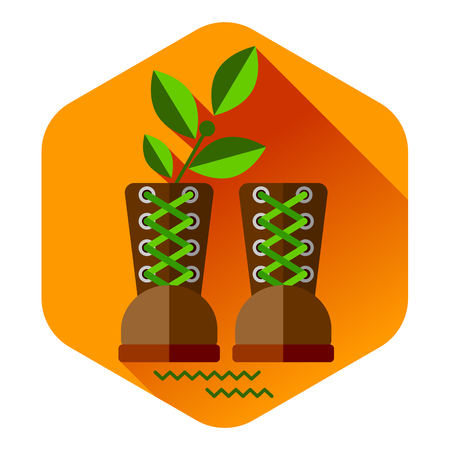 Flat colorful vector travel gear set shoes, boots. Icon background concept designのイラスト素材