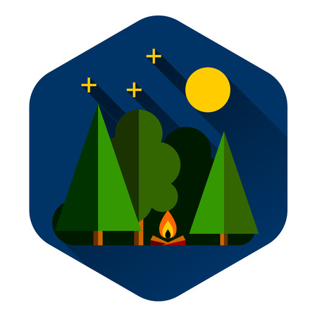 Forest camping outdoor. Vector illustration. flat styleのイラスト素材