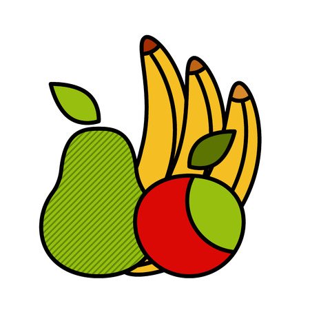 flat fruit set modern concept vector flat style banana pear appleのイラスト素材