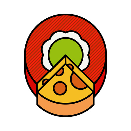 illustration of a circle cut off a piece of cheese on white modern concept vector flat styleのイラスト素材