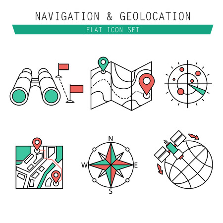 Different navigation icons set with rounded corners. Design elements linenのイラスト素材