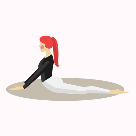 Vector illustration of Yoga pose woman silhouette flat in a modern style vectorのイラスト素材
