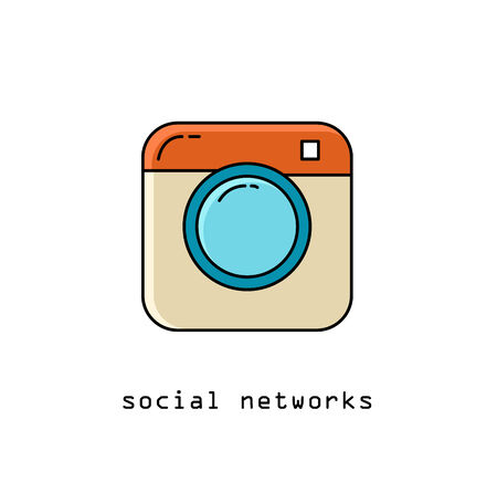 Flat icons for web and mobile applications. Camera icon.  camera icon social networksのイラスト素材