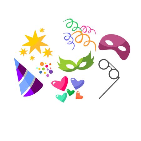 Illustration set colorful objects of carnival, party, birthday  vectorのイラスト素材