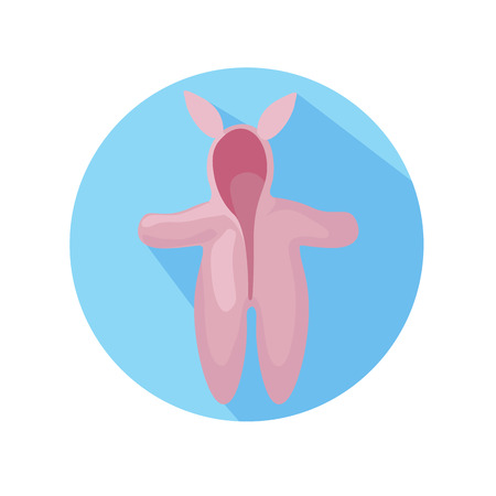 Cute baby dressed up as a pink bunny modern flat style with long shadowのイラスト素材