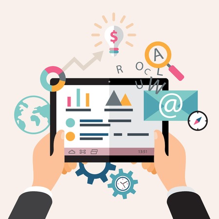 Business workplace with office things. vector flat designのイラスト素材