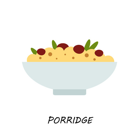 Porridge,millet porridge with raisins, healthy eating, weight loss, flat styleのイラスト素材