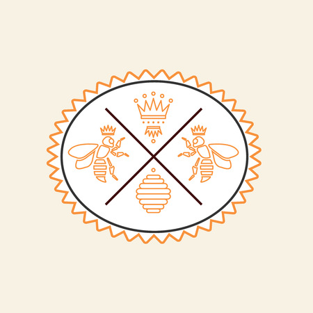 Vector set of honey and bees labels, badges and design elementsのイラスト素材