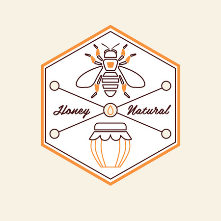 Vector set of honey and bees labels, badges and design elementsのイラスト素材