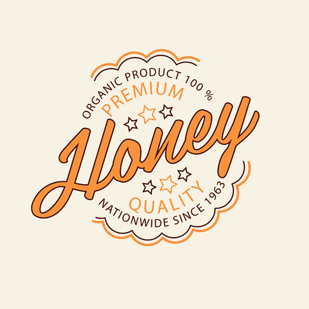 Vector set of honey and bees labels, badges and design elementsのイラスト素材