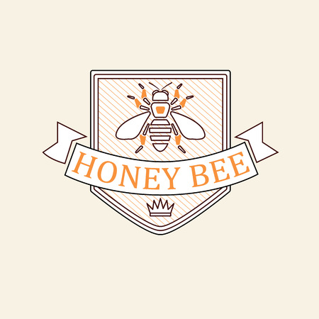 Vector set of honey and bees labels, badges and design elementsのイラスト素材