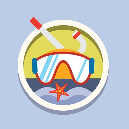 illustration of isolated snorkeling equipment on white. Travel, relaxation, flat style vectorのイラスト素材