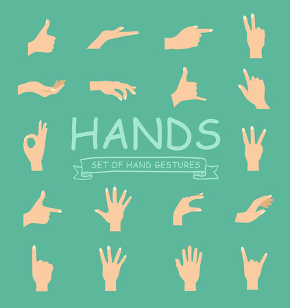 Hand vector collection on green background modern styleのイラスト素材