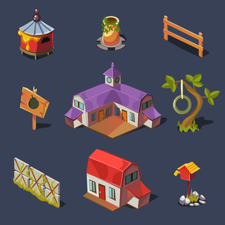 Farm Big set of design elements in modern flat style. Vector illustrationのイラスト素材