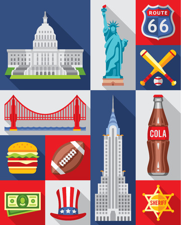 set of New York city iconsのイラスト素材