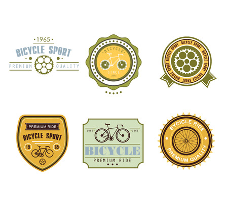 Typographic Bicycle Themed Label Design Set - Bike Shop and Serviceのイラスト素材