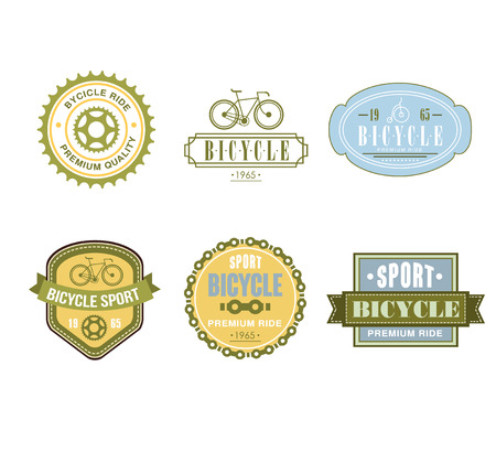 Typographic Bicycle Themed Label Design Set - Bike Shop and Serviceのイラスト素材