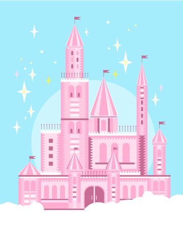 Illustration of a Cute Pink Castle vectorのイラスト素材