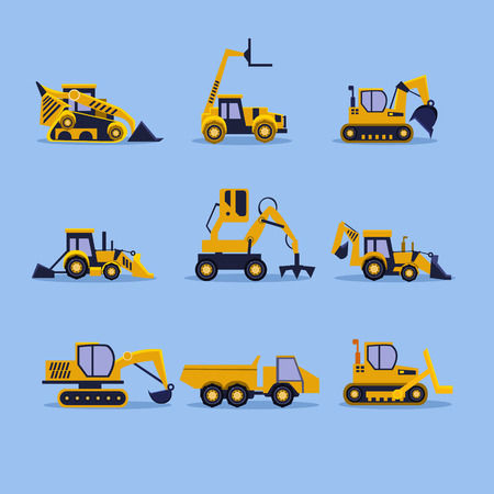 Set icons yellow tractors vector illustration isolatedのイラスト素材