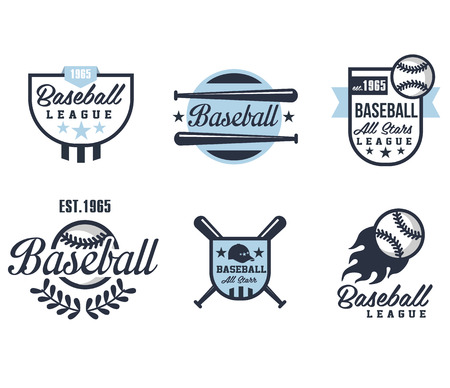 Baseball emblems or badges with various designs vector illustrationのイラスト素材