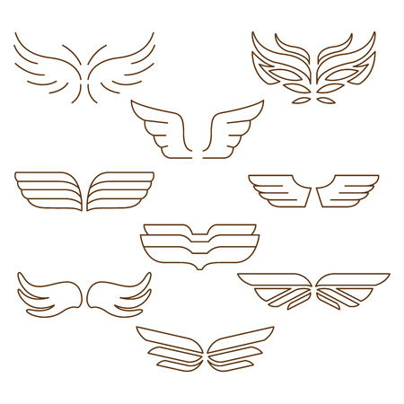 Wings Set vector illustration modern concepn line styleのイラスト素材