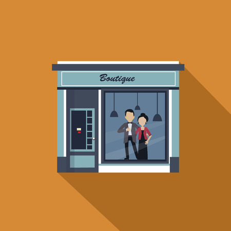 Restaurants and shops facade, storefront vector detailed flat designのイラスト素材