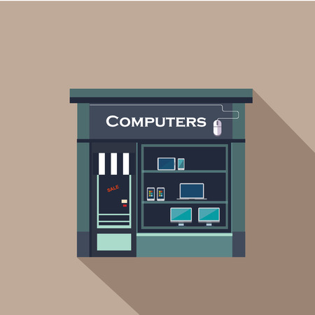 Restaurants and shops facade, storefront vector detailed flat designのイラスト素材