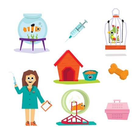 Veterinary pet health care animal medicine icons set isolated vector illustrationのイラスト素材