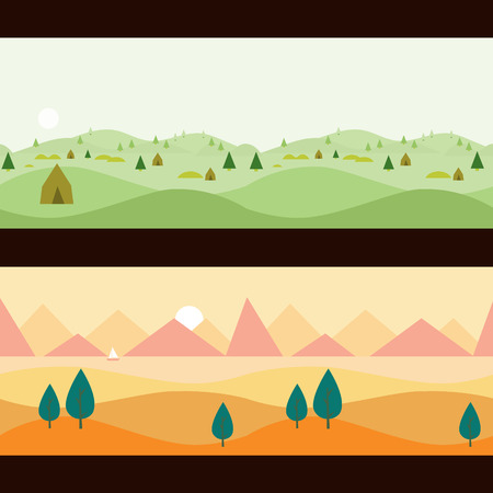 Background Seamless scenery seasons and landscapes, vector illustrationのイラスト素材