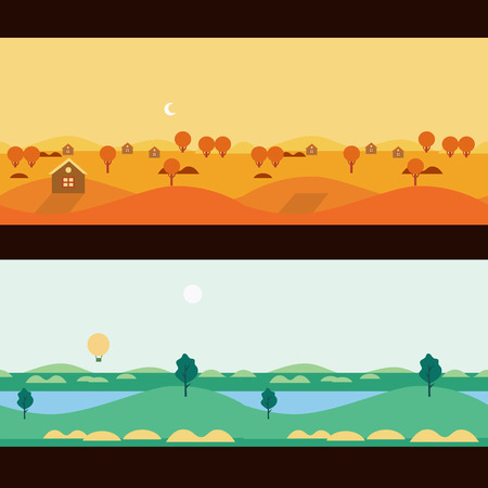 Background Seamless scenery seasons and landscapes, vector illustrationのイラスト素材