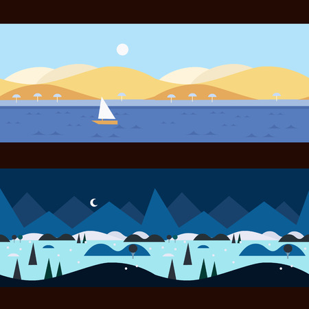 Background Seamless scenery seasons and landscapes, vector illustrationのイラスト素材