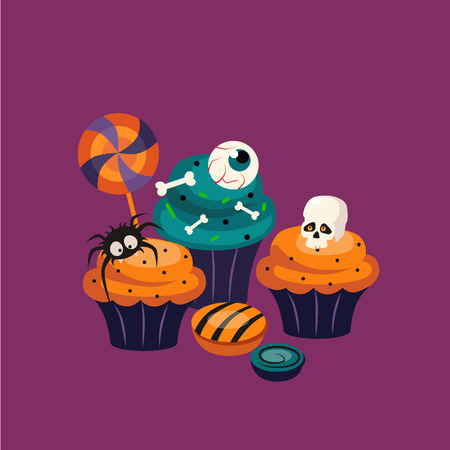 Set of colorful halloween sweets and candies iconsのイラスト素材