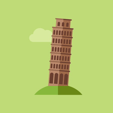 Icon of the Tower of Pisa in flat designのイラスト素材