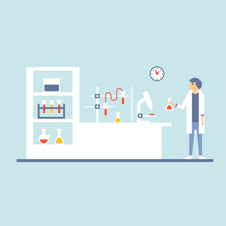 illustration of Healthcare Laboratory Testing Cabinet in Flat Designのイラスト素材