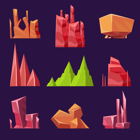 Stones and minerals set illustration, for gamesのイラスト素材