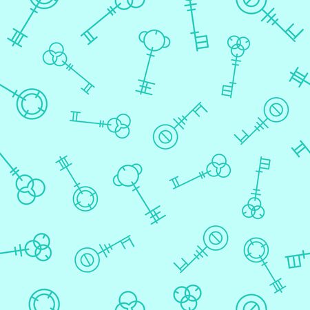 Seamless vector illustration keys pattern. Vintage keys on turquoise background.のイラスト素材