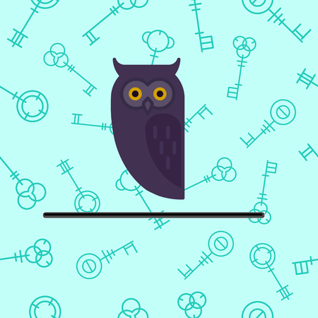 Set of owl logos and emblems design elements, vector illustration collection in line styleの写真素材