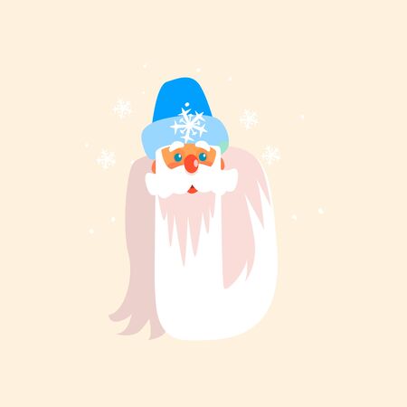 Father Frost Christmas Portrait, Flat Vector Illustrationのイラスト素材